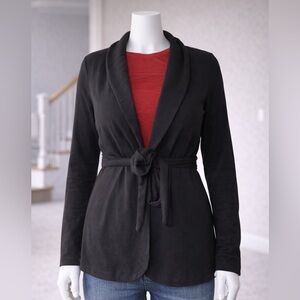 Tahari Women’s Black Tie-Waist Knit Jacket Blazer Size Small